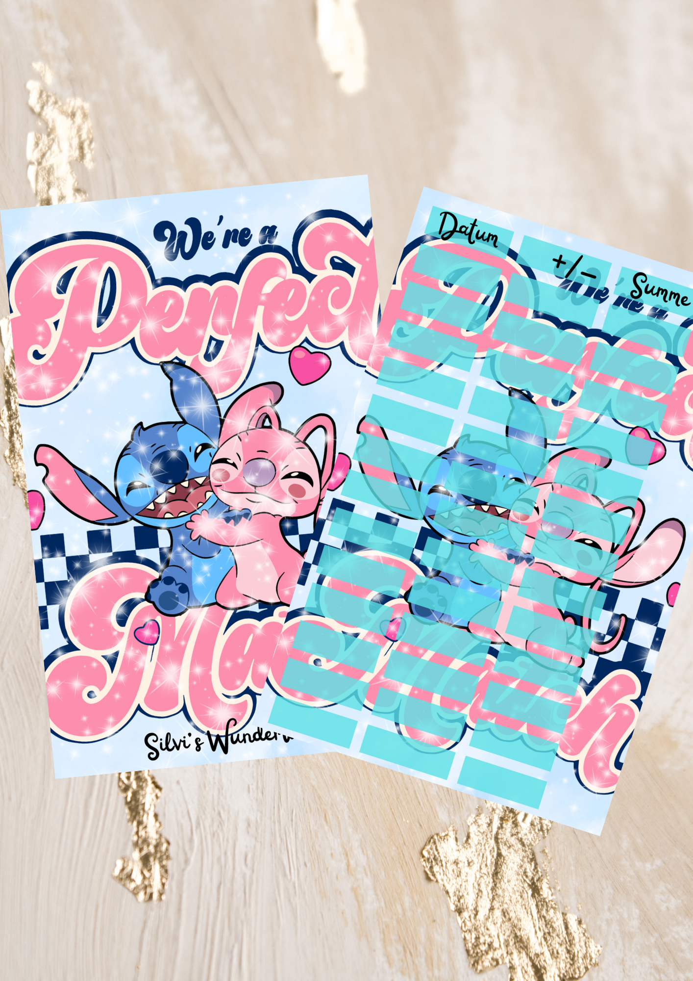 Blaues und Rosanes Monster Binder oder Ohne