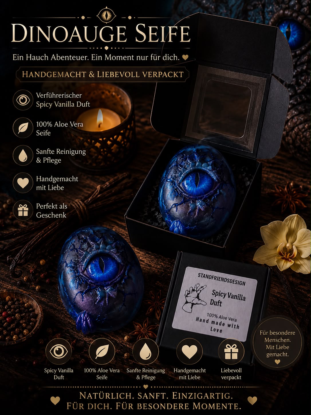 Dinoaugen Seife Spicy Vanilla Duft