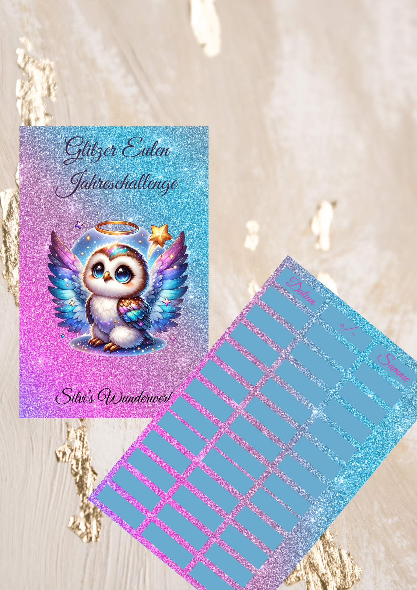 Glitzer Eulen Jahreschallenge