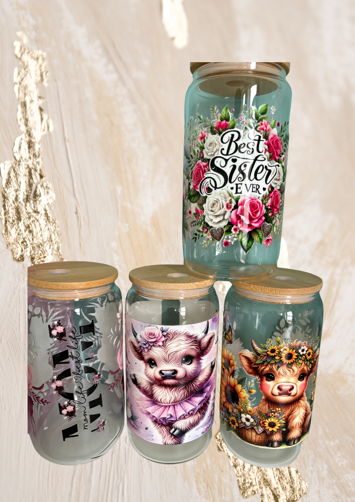 Glasbecher mit Holz Deckel