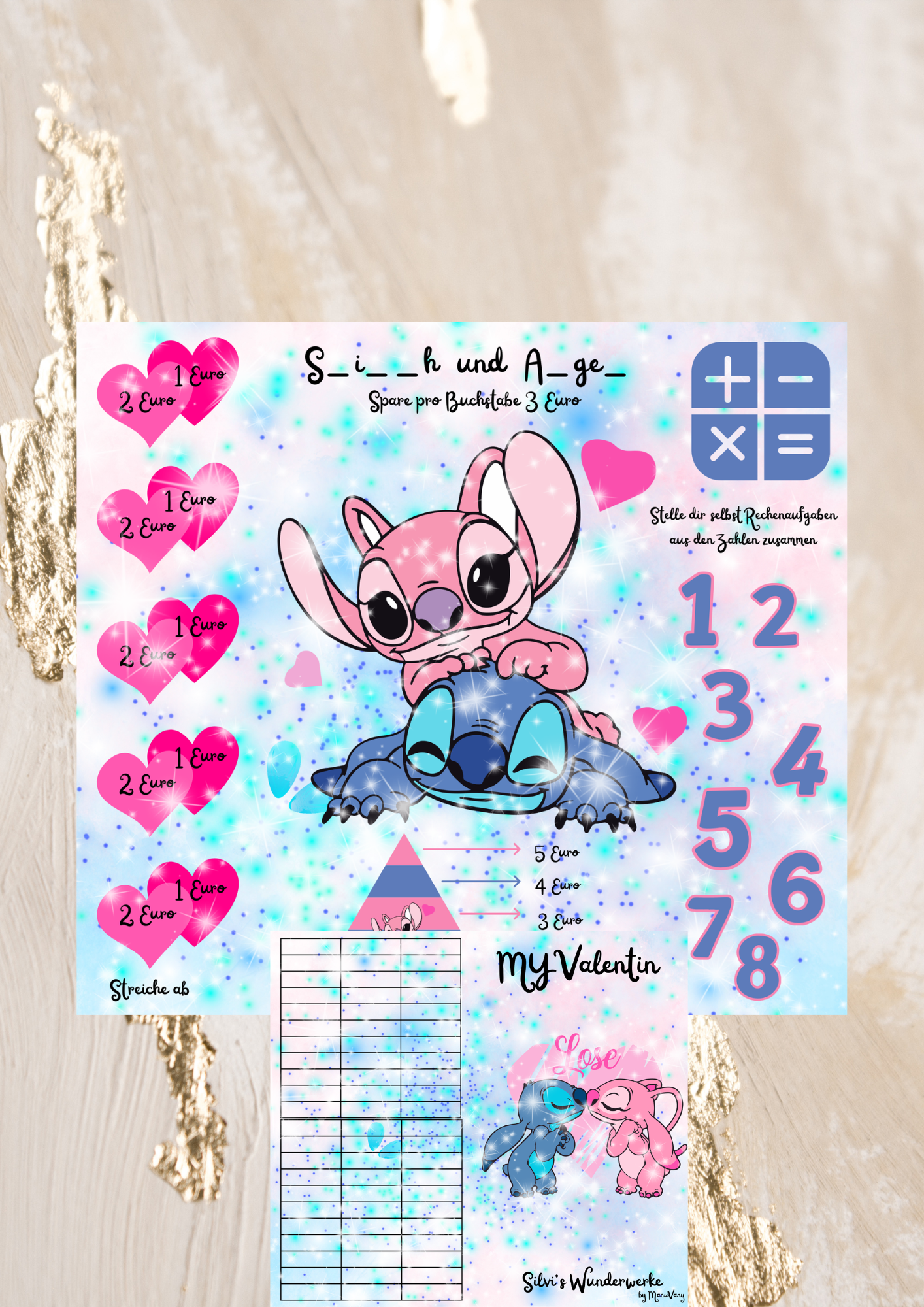 Blaues und Rosanes Monster Binder oder Ohne