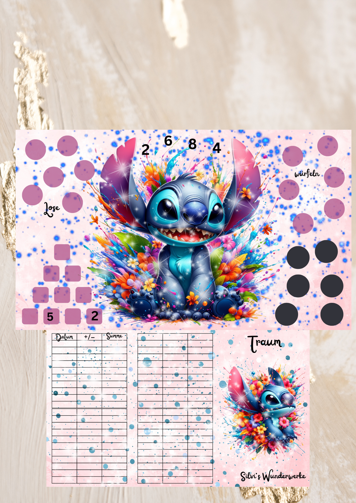 Blaues und Rosanes Monster Binder oder Ohne