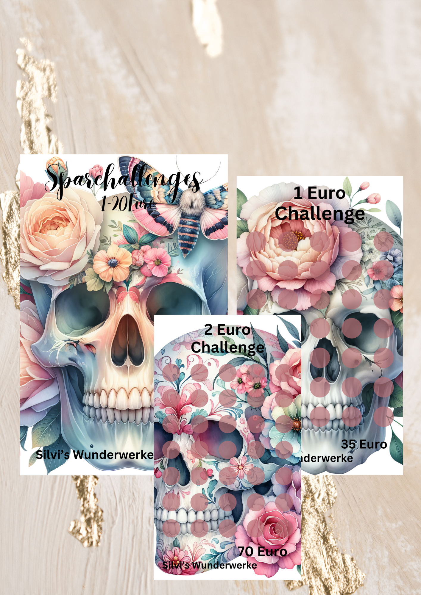 Totenkopfkleingeldchallenge 1cent bis 20€ plus Tracker