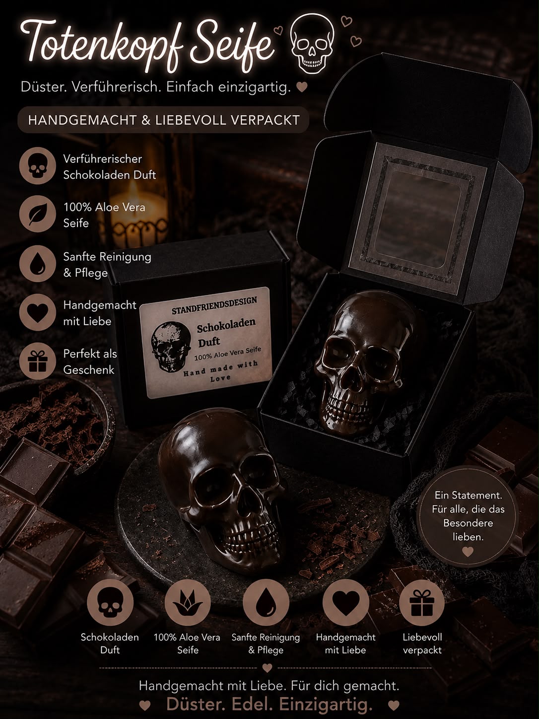 Totenkopf Seife Schokoladen Duft