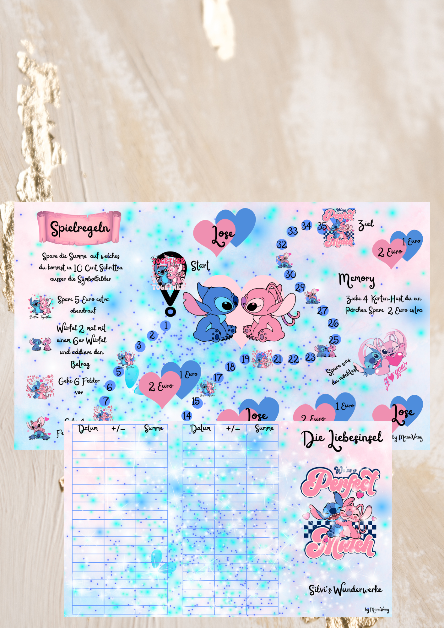 Blaues und Rosanes Monster Binder oder Ohne